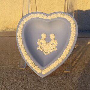 Wedgwood Blue Jasperware 1982 Royal Birth Trinket, Pin Dish Plate Englan…